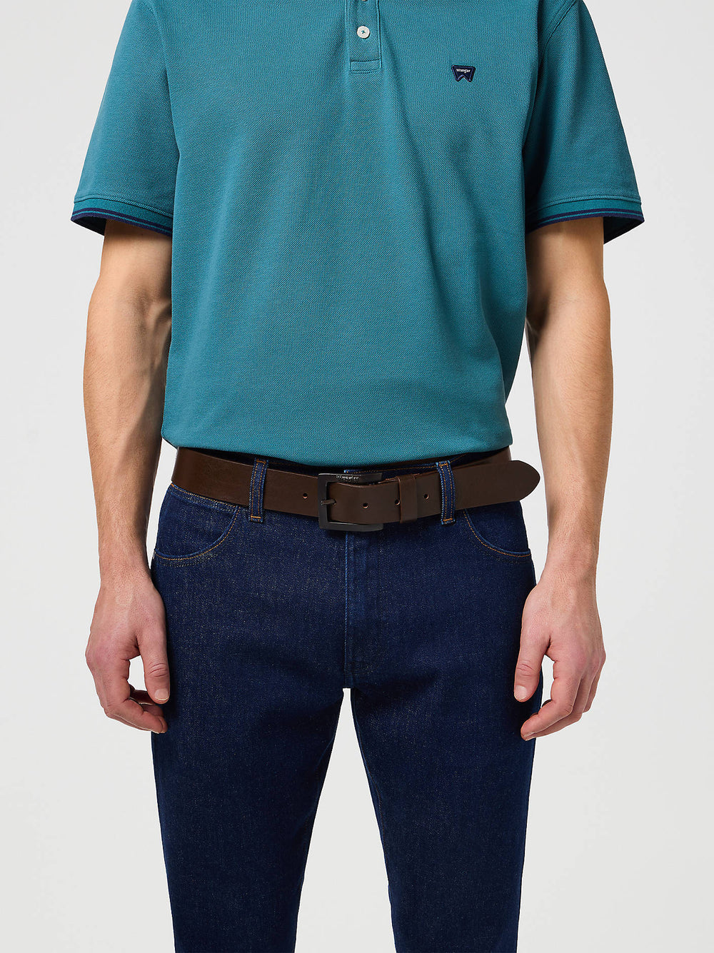 Wrangler Kabel Buckle Leather Belt Brown