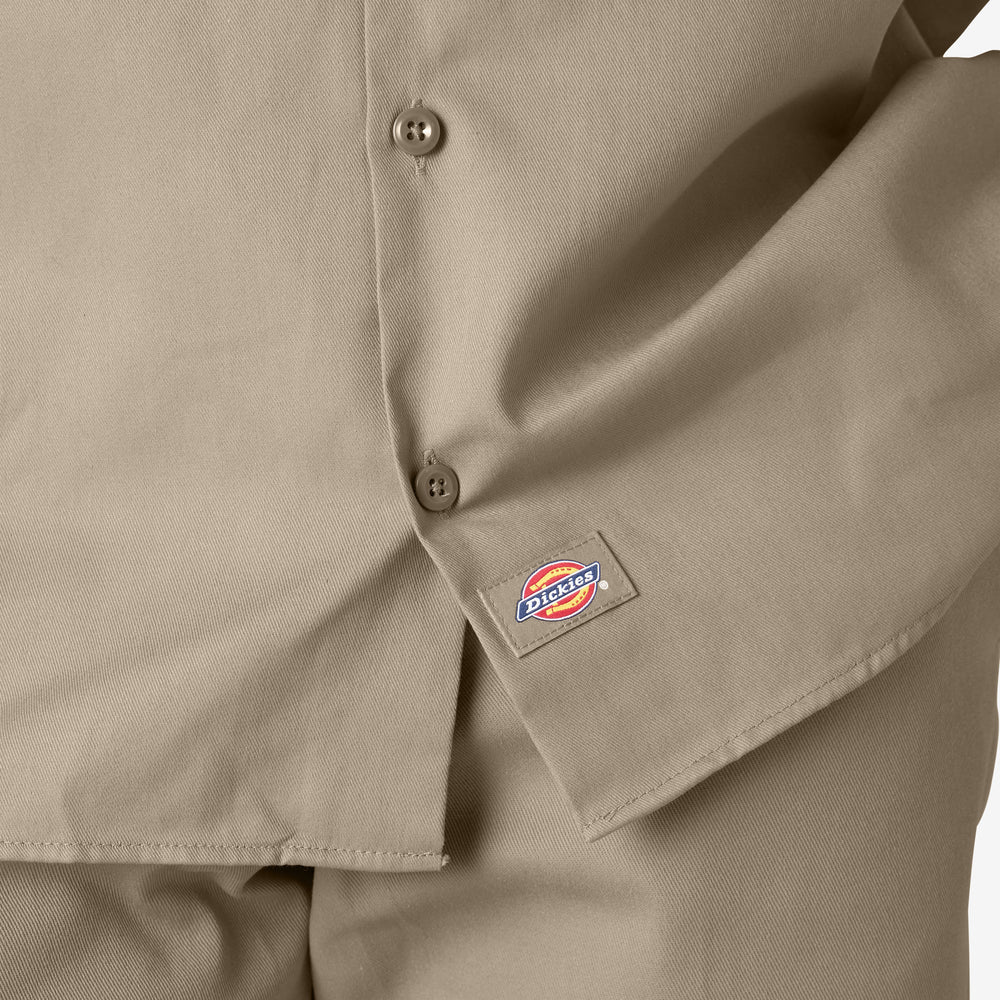 Beige shirt with Dickies logo on a white background
