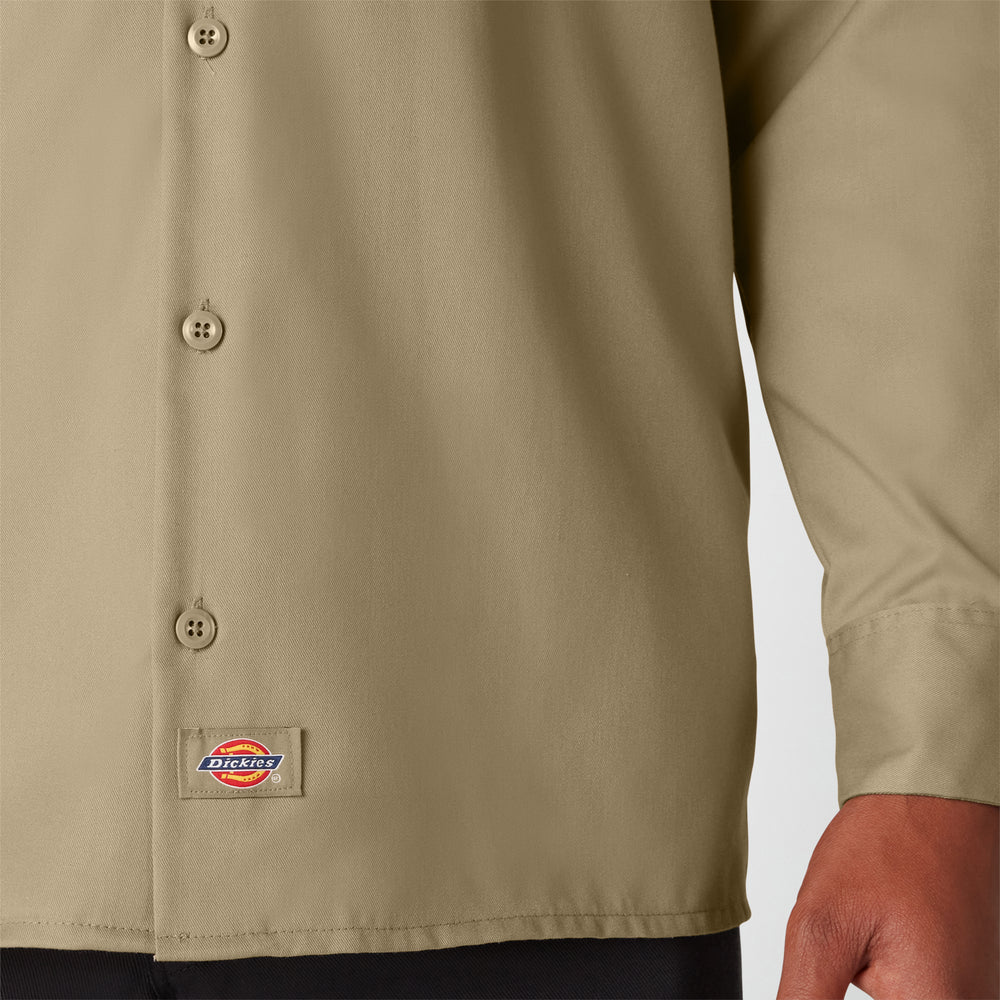 Beige shirt with Dickies logo on a white background