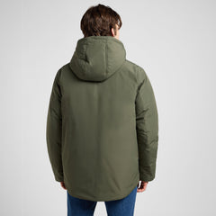 LEE Men’s Hooded Short Puffer Jacket Olive Gray – Regular Fit, Recycled Polyester, Water‑Repellent Winter Outerwear