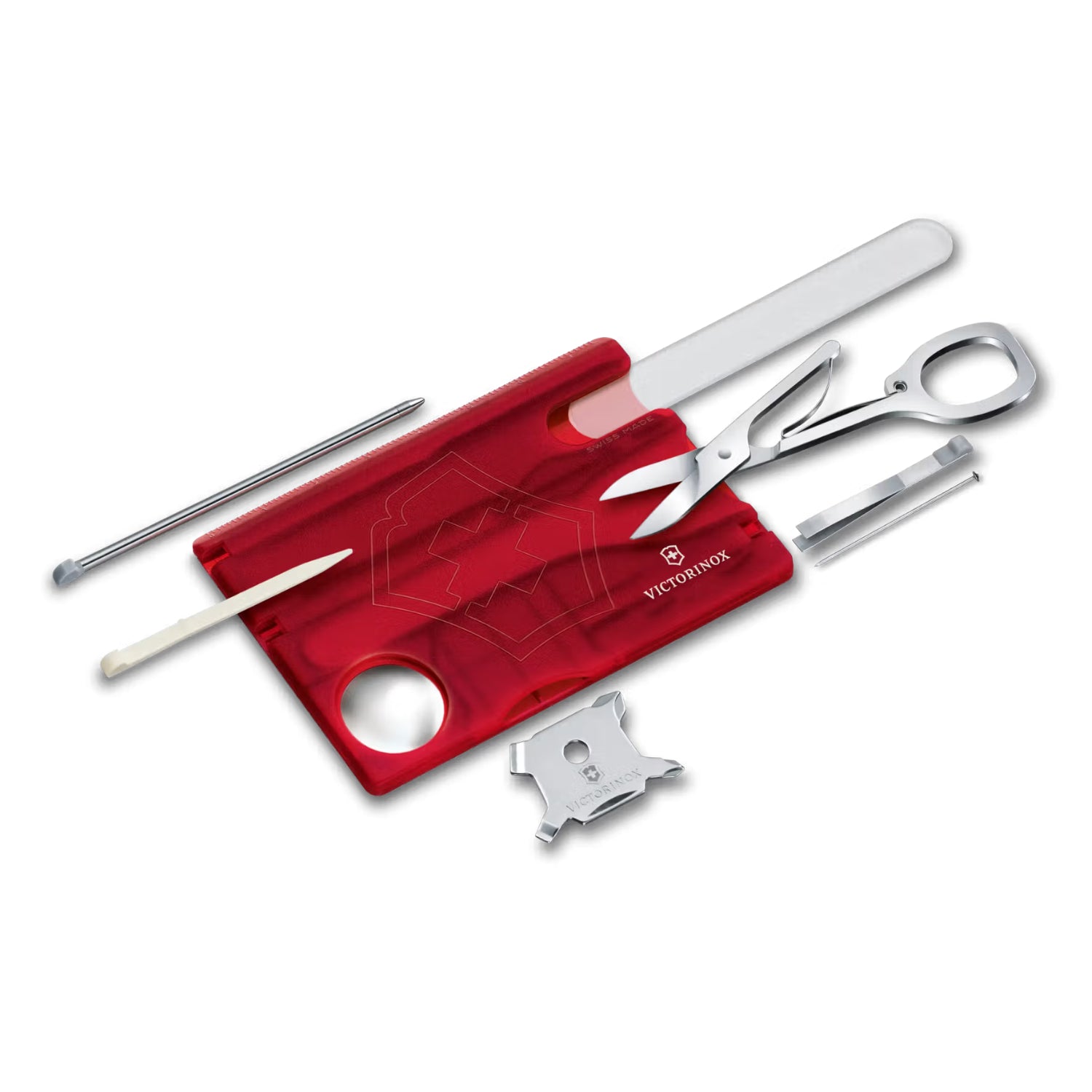 Victorinox Swiss Card Nailcare in red transparent