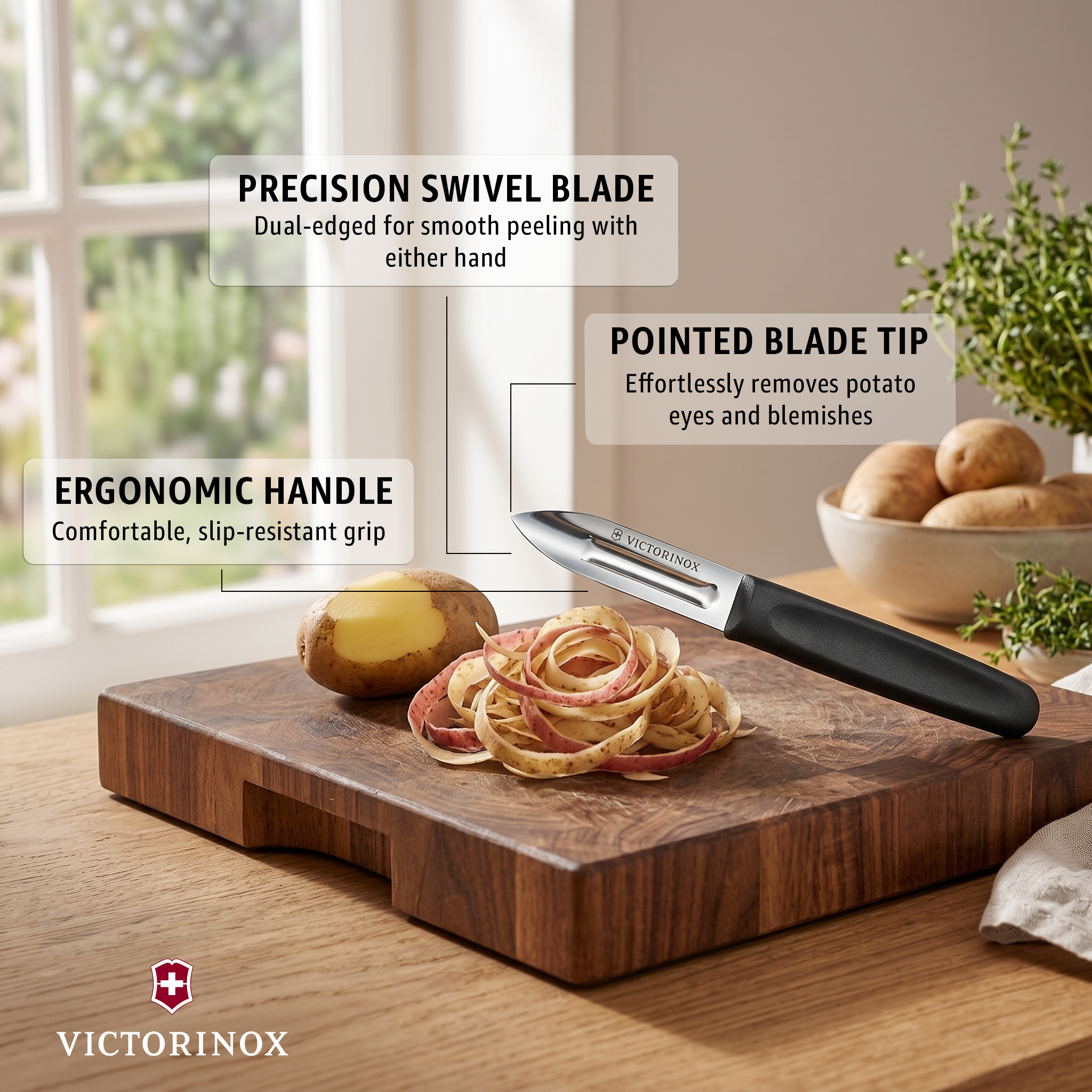 Victorinox Potato Peeler in Red & Black | Double Edge Vegetable Peeler
