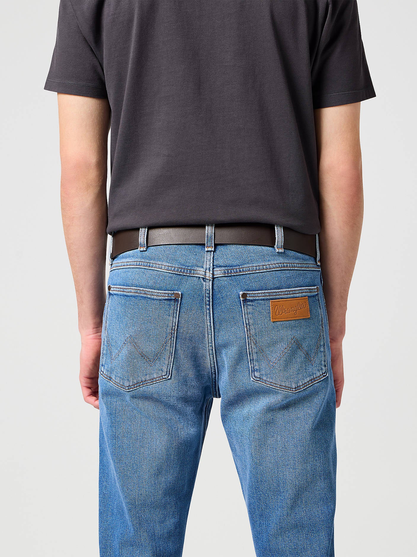 Wrangler Basic Metal Loop Leather Belt for men Brown