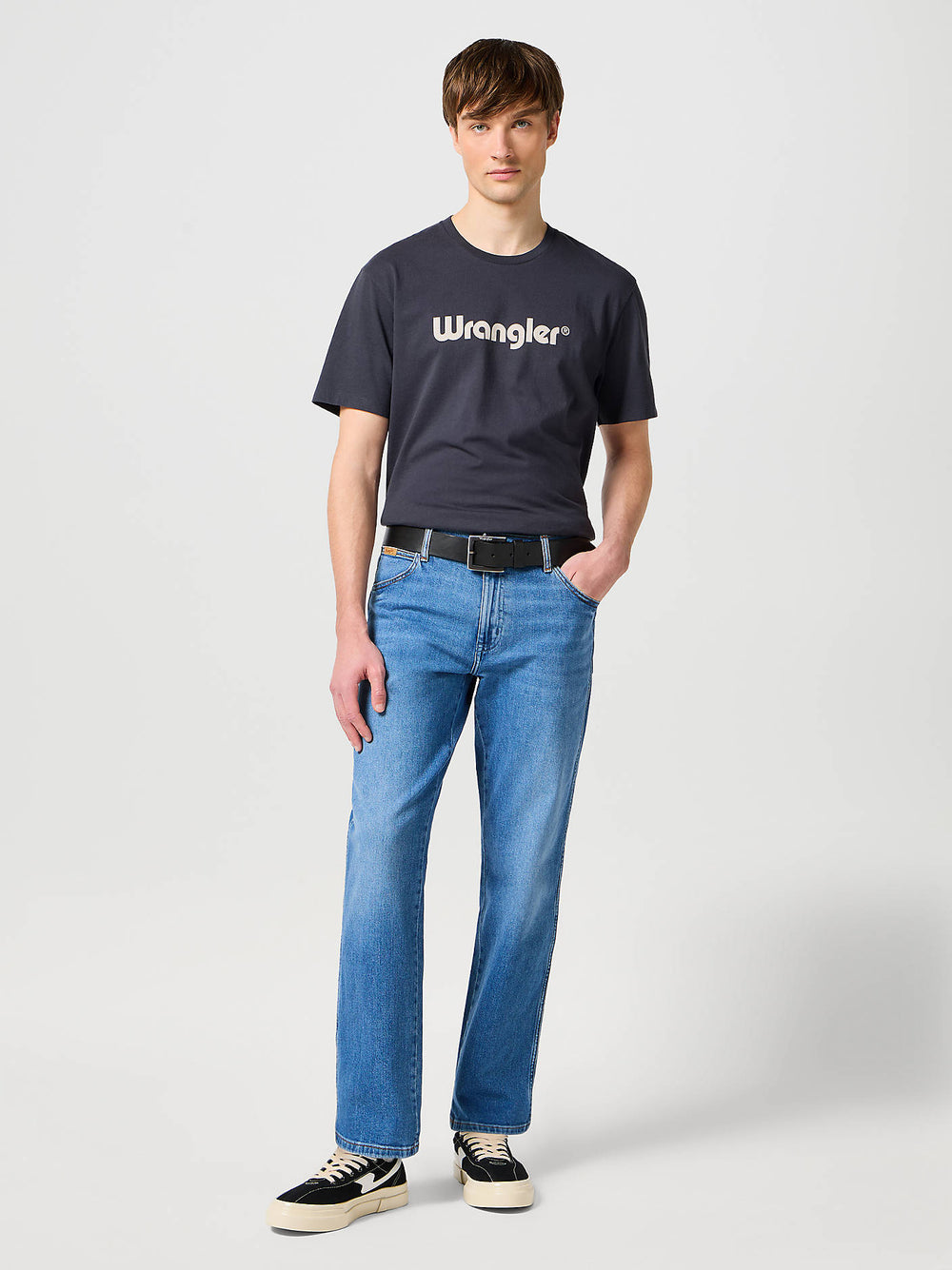 Wrangler Kabel Buckle Leather Belt Black