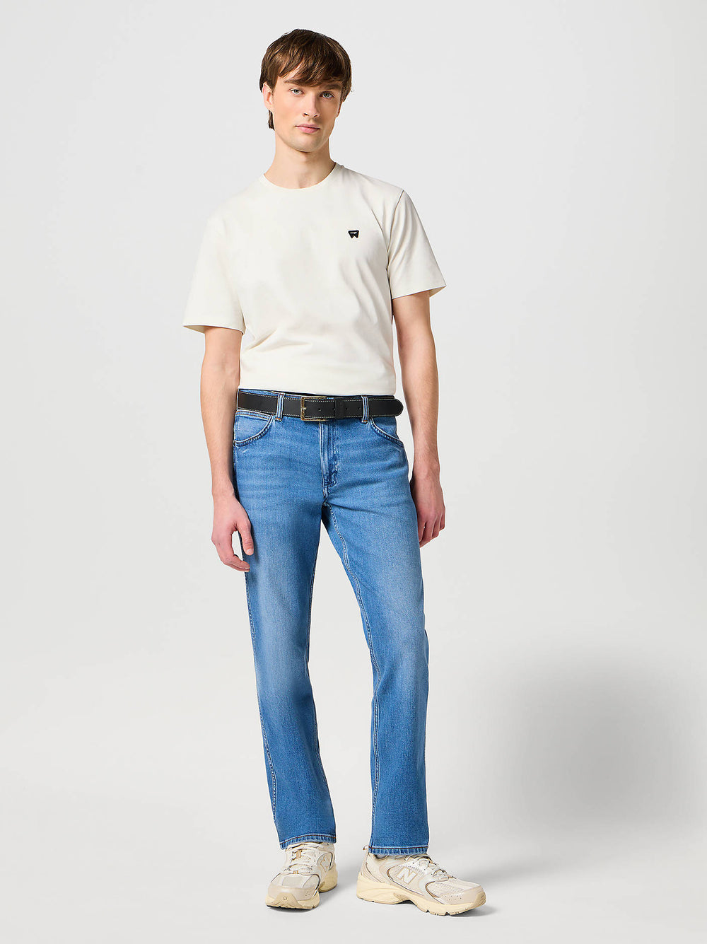 Wrangler Stitched Leather Belt for men Black