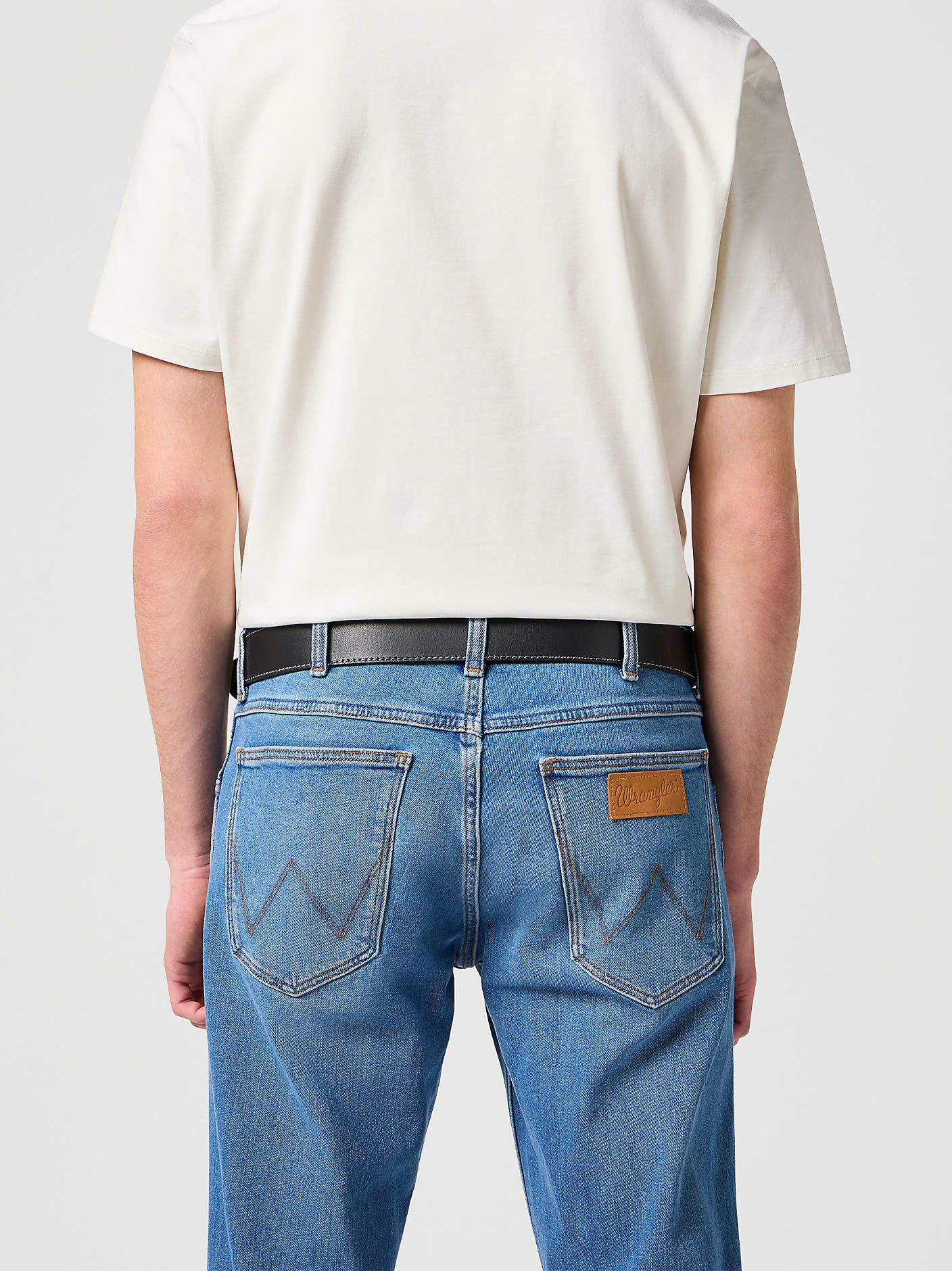 Wrangler Stitched Leather Belt for men Black