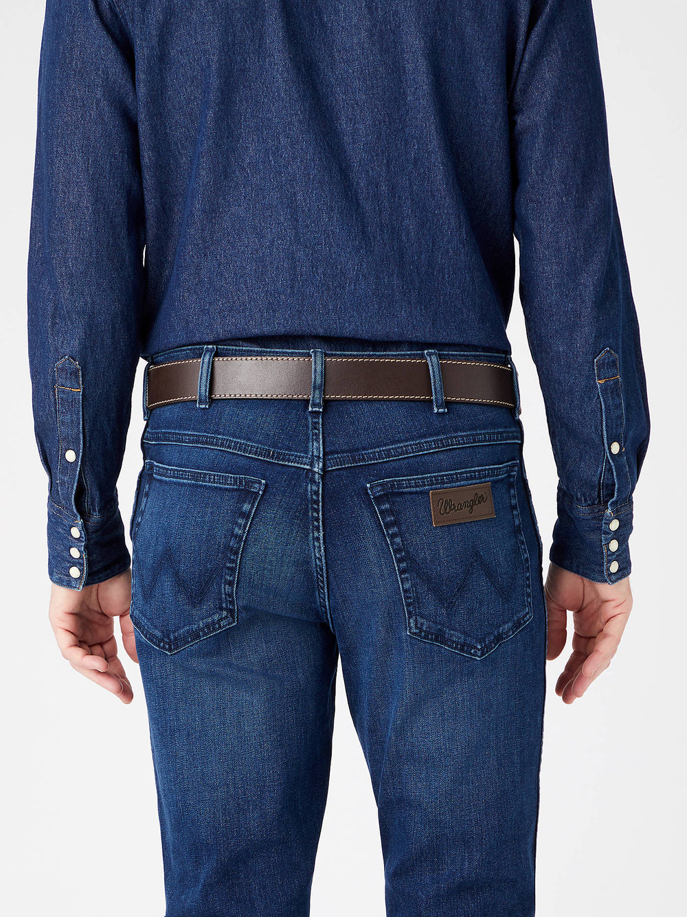 Wrangler Stitched Leather Belt for men Brown