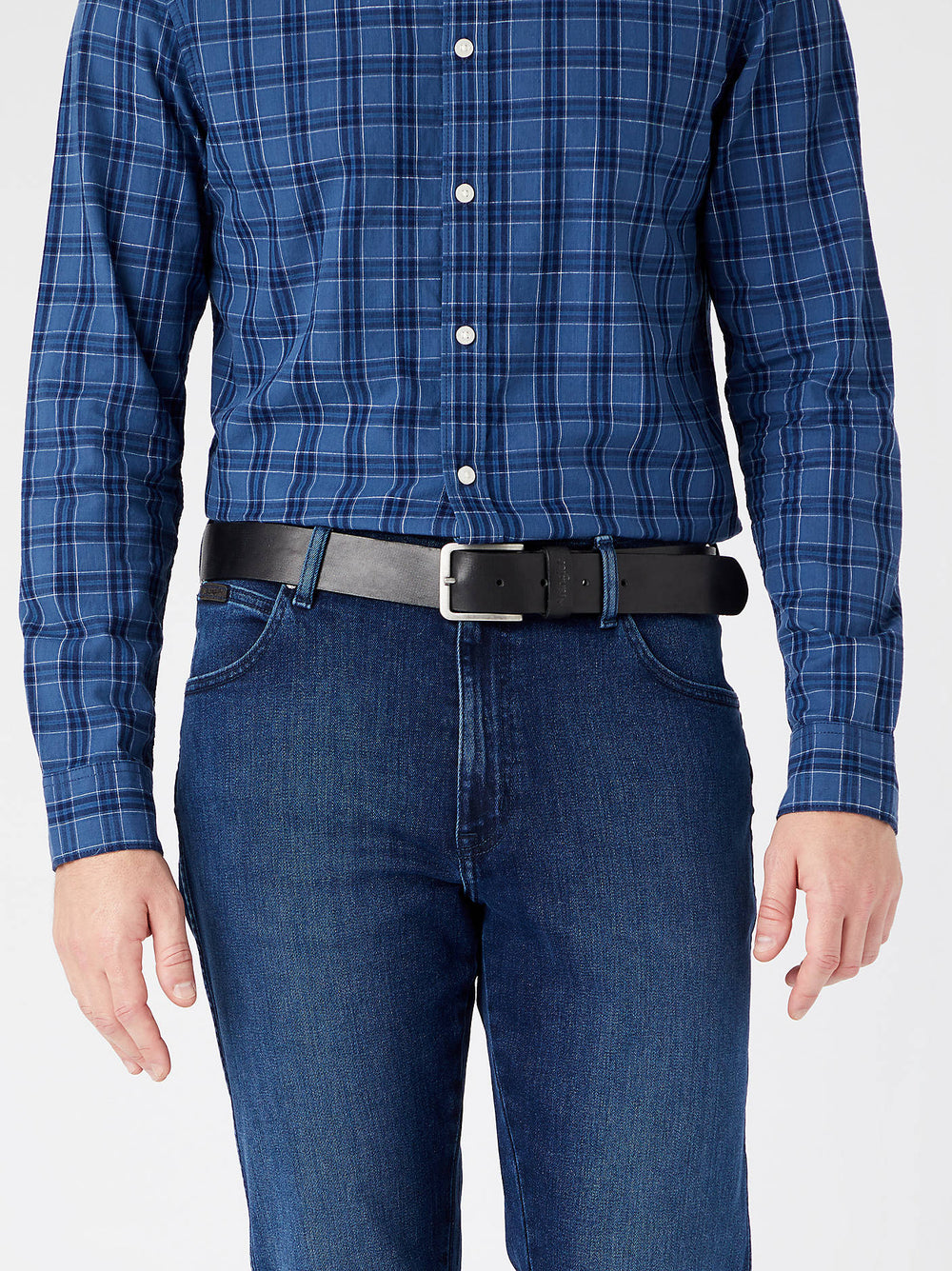 Wrangler Structured Leather Belt Black