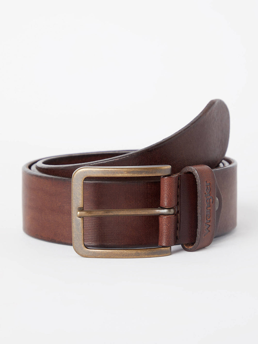 Wrangler Structured Leather Belt Brown