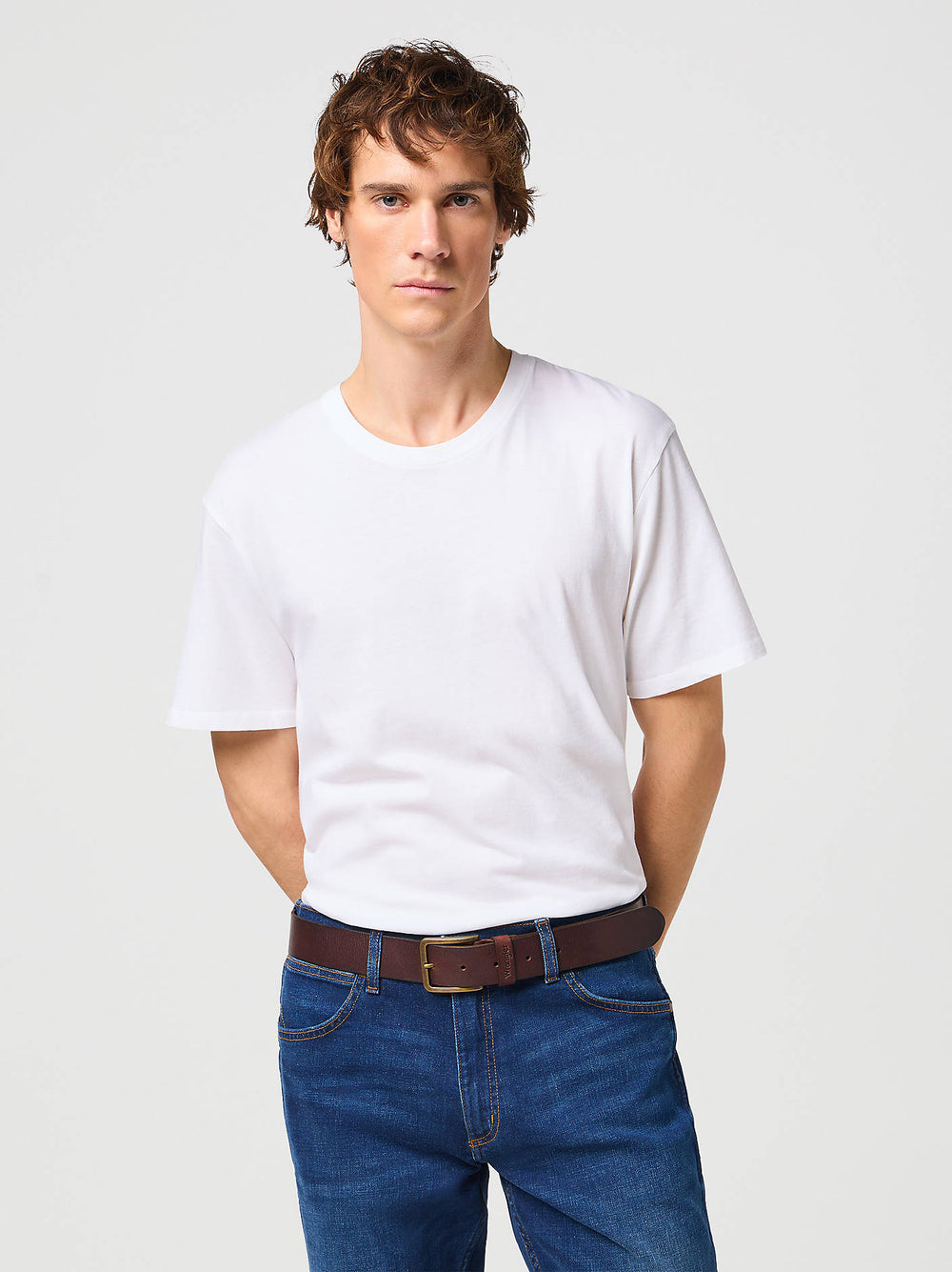 Wrangler Structured Leather Belt Brown