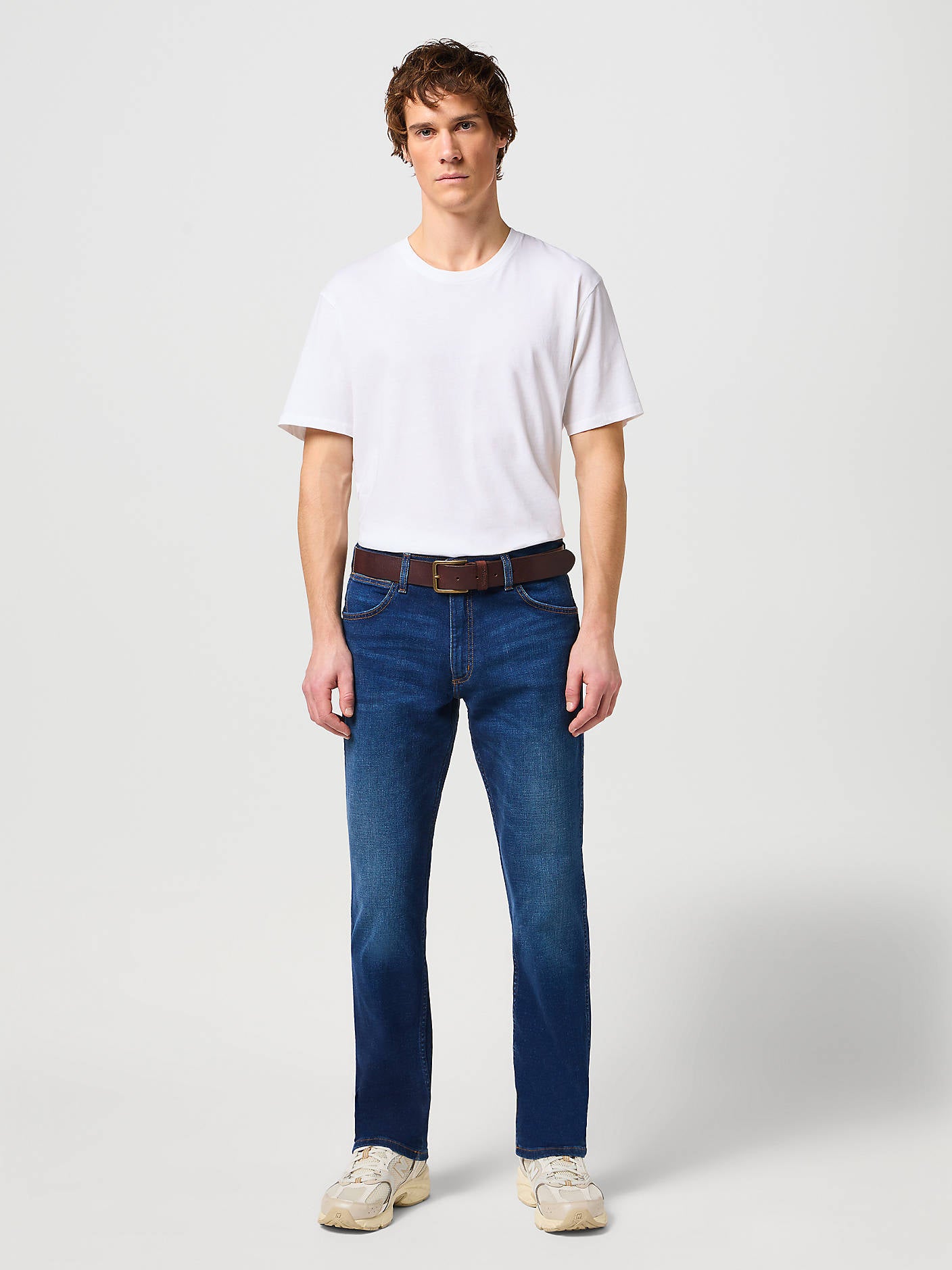 Wrangler Structured Leather Belt Brown