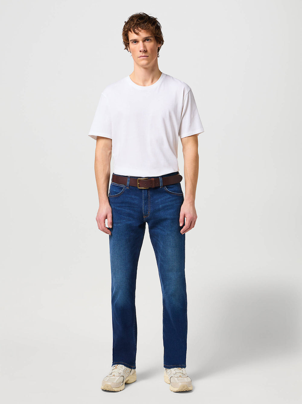 Wrangler Structured Leather Belt Brown