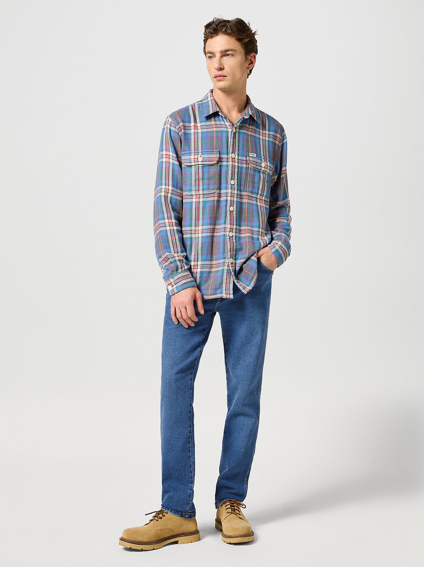 Wrangler Texas Slim Medium Stretch Straight Leg Jean for Men Ridge Wash