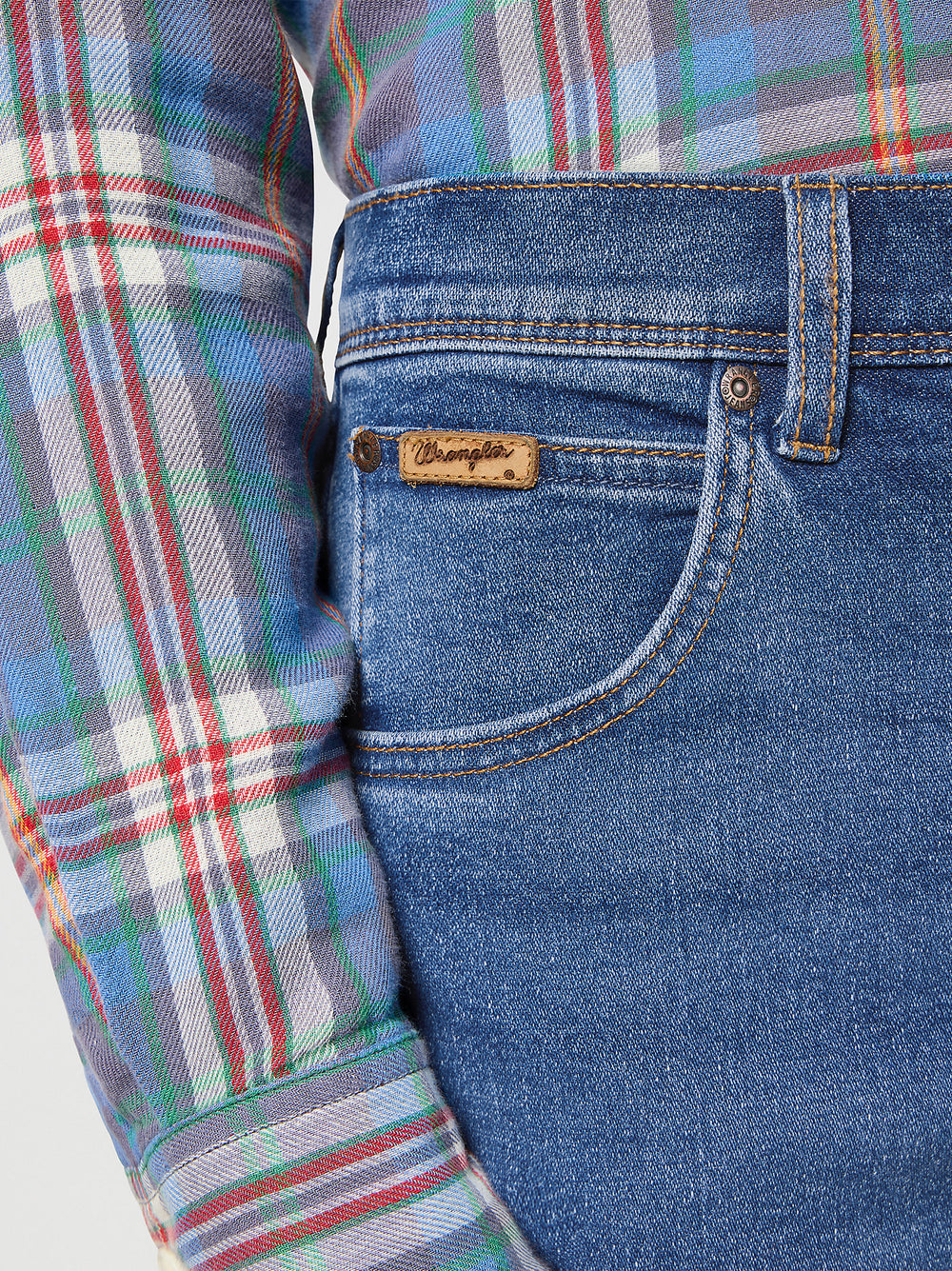 Wrangler Texas Slim Medium Stretch Straight Leg Jean for Men Ridge Wash